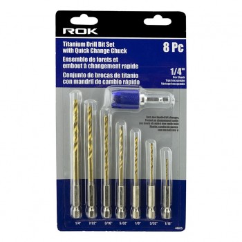 ROK Hex Shank Titanium Drill Bit - Set of 8