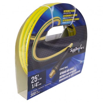 ROK Boyau à air hybride 1/4 po x 25 pi - jaune et vert