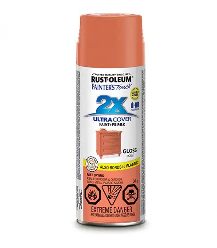 RUST-OLEUM Peinture plus apprêt en aérosol Ultra Cover 2X 340g - Corail lustré