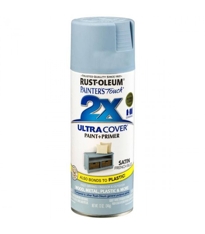 RUST-OLEUM Peinture plus apprêt en aérosol Ultra Cover 2X 340g - Bleu français satiné