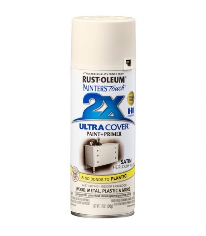 RUST-OLEUM Peinture plus apprêt en aérosol Ultra Cover 2X 340g - Blanc héritage satiné