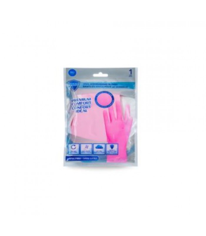 Sani-Guard Gant en Vinyle pour la vaisselle Rose - Petit