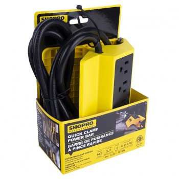 SHOPRO Barre d'alimentation à pince rapide, 4 prises, Cordon 1,8m