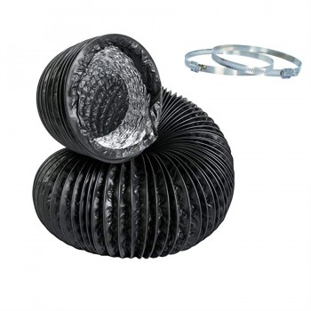 StreamWay Tuyau flexible en aluminium avec gaine et colliers en PVC résistant à la lumière 4 po x 25 pi