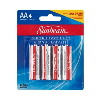 Sunbeam Super Heavy Duty AA Batteries - Pack of 4