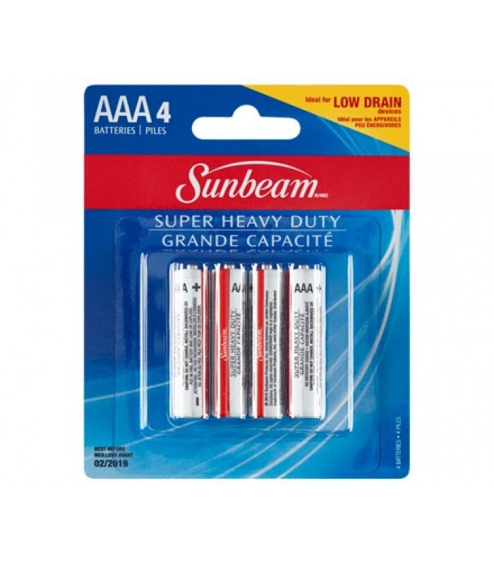 Sunbeam Super Heavy Duty AAA Batteries - Pack of 4