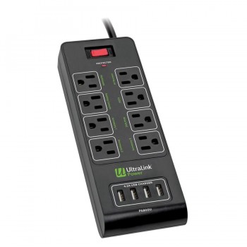 Ultralink PS800U Protecteur de surtension multimédia à 8 prises avec 4 ports USB