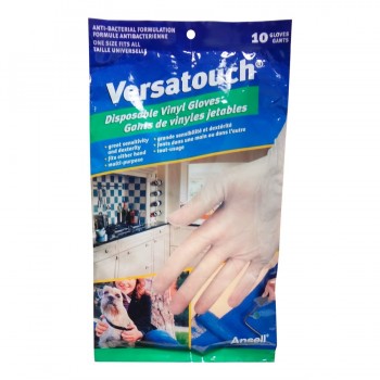 VERSATOUCH DISPOSABLE VINYL GLOVES 10PK ONE SIZE