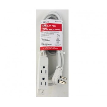 Wellson 3M RIGHT ANGLE ELECTRICAL EXT CORD W/3 OUTLETS