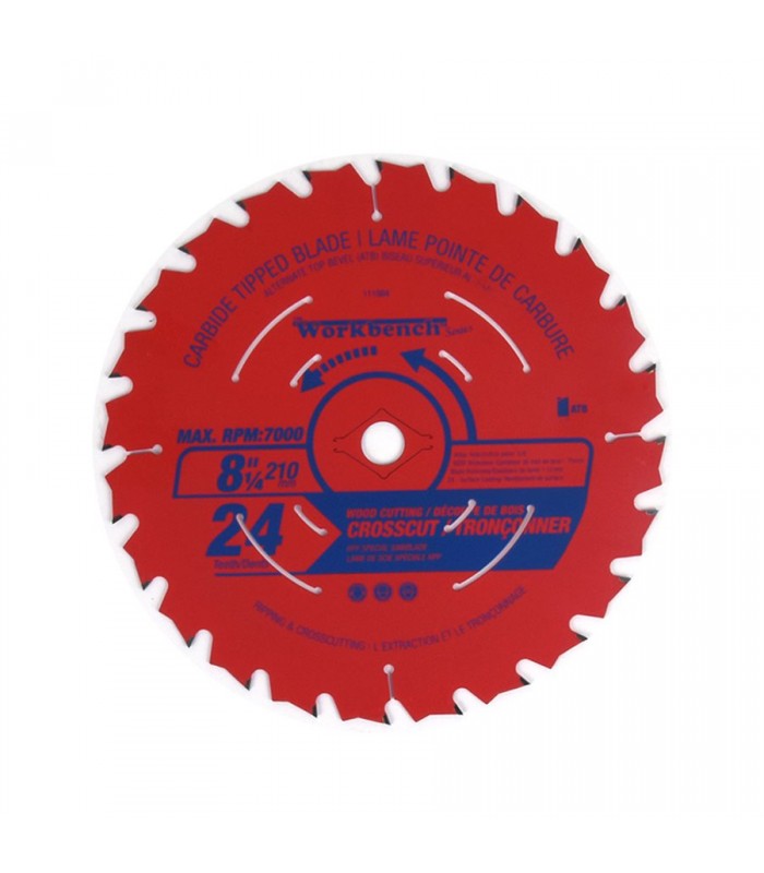 Workbench Saw Blade ATB Cross Cut 8-1/4 in (206mm) 24T 7000RPM