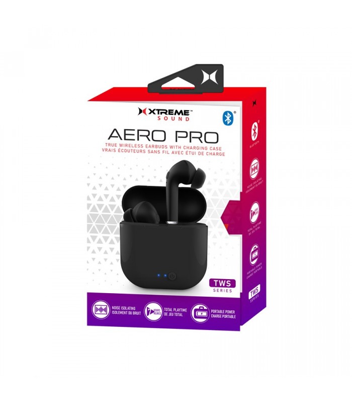 Xtreme AERO PRO Bluetooth True Wireless Earbuds with Charging Case - Black