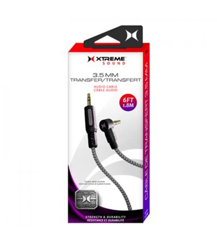 Xtreme Black/Gray Tough Series 3.5mm Audio Cable 6 ft