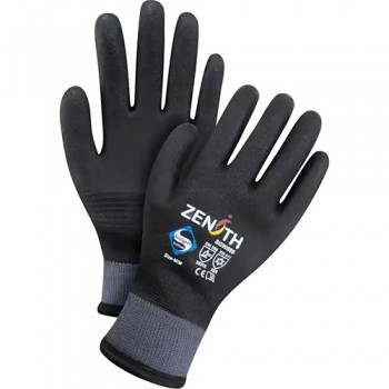 ZX-30° Premium Coated Gloves, X-Large, Foam PVC Coating, 15 Gauge, Nylon Shell - Black