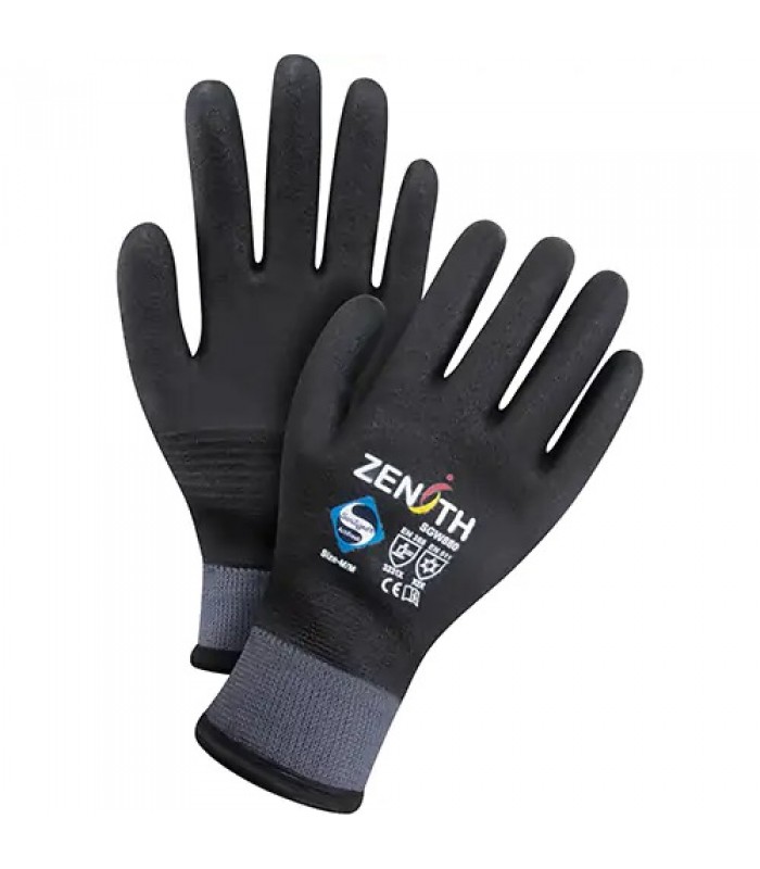 Gants enduits ZX-30° de première qualité, T-Grand, Rêvetement Mousse de PVC, Calibre 15, Enveloppe en Nylon - Noir