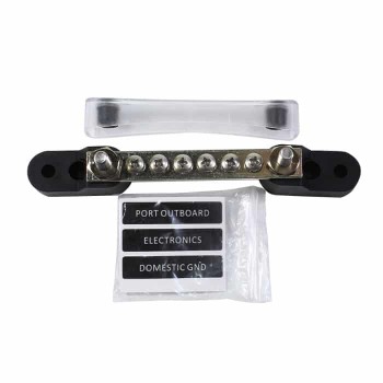 PureVolt Single Insulated Temrinal Blockwith Cover - 300V CA /48V DC- 150A - 6 X M4 - Copper