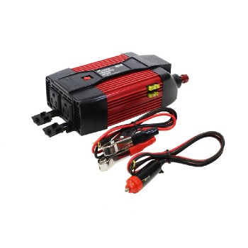 PureVolt Vehicule Power Inverter with Battery Clips - USB and 2 AC Outlet - 300W
