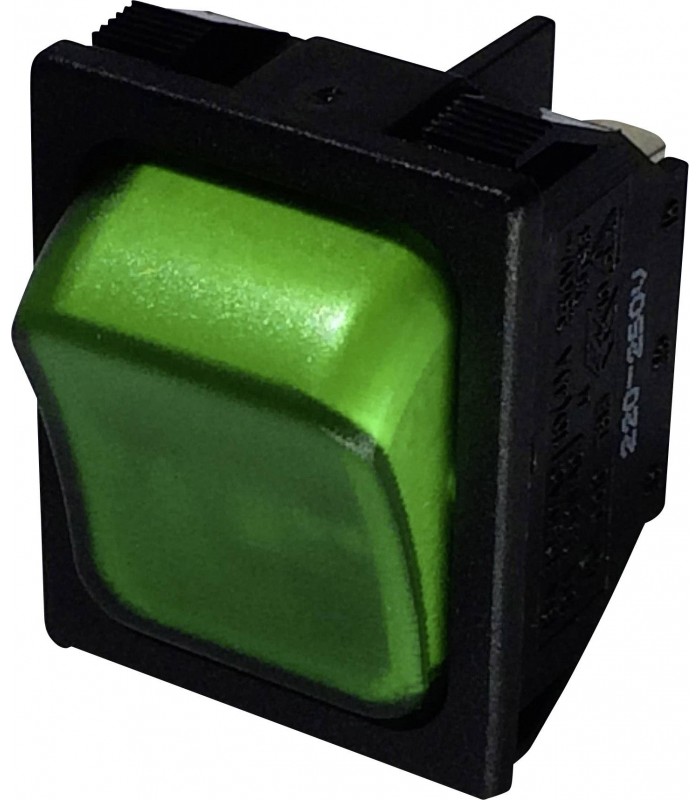 Rocker switch 4P 125VAC 16A Black ON/OFF Green