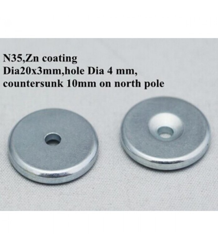 Rare earth magnet N35 20 x 3mm with 4mm Hole