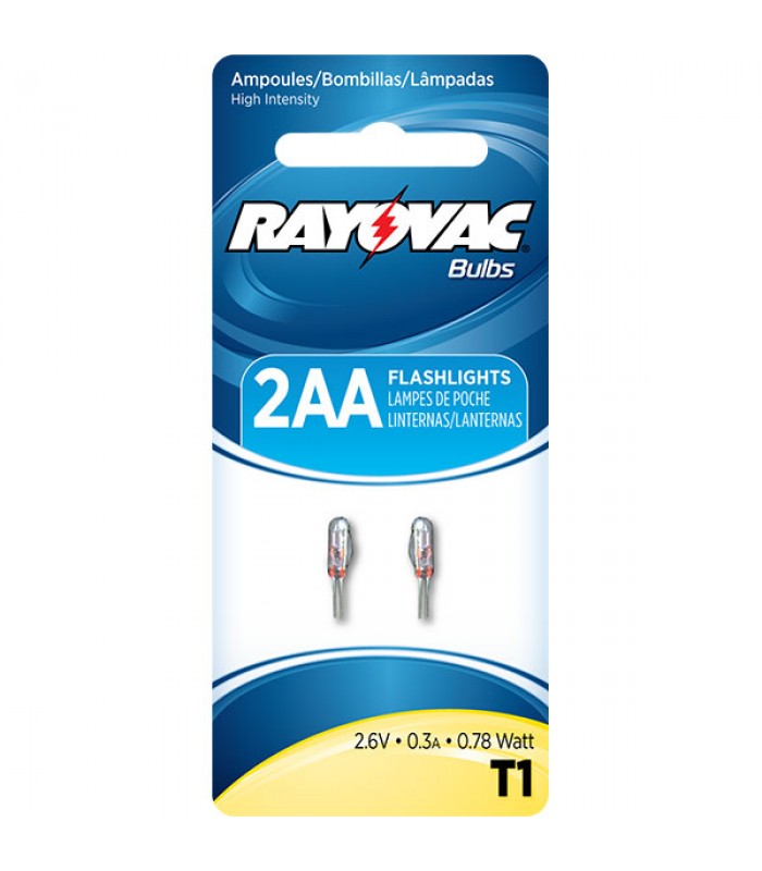 Rayovac T1-2 Ampoule Haute intensité 2-broches / Paquet de 2