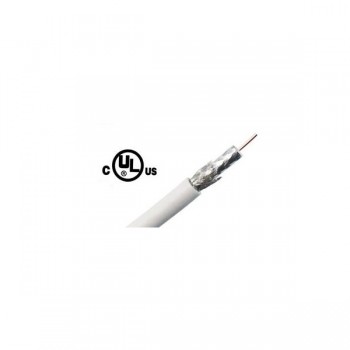 Câble coaxial RG6 en vrac, Certifiés cETLus, 60%, Blanc, 500 pi.