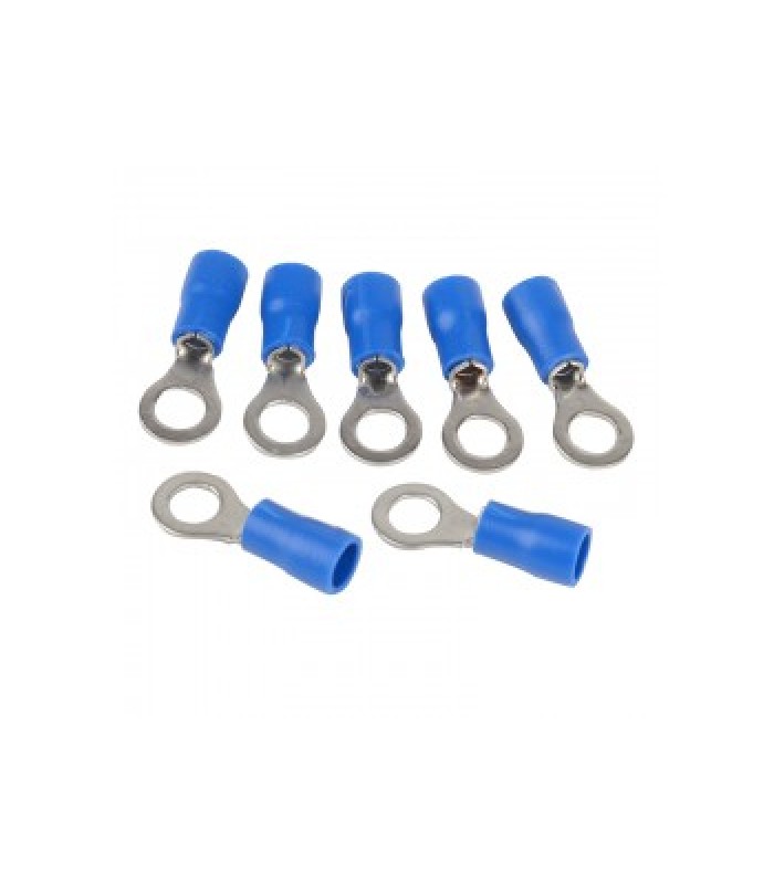 Ring Terminals 1/4 16-14, Vinyl, Insulated, Blue, Bag of 25pcs