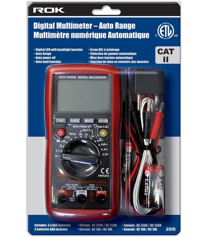 ROK Digital Multimeter - Auto Range