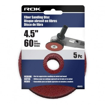 ROK Fiber Sanding Disc 4-1/2" 60 Grit 5 Pc