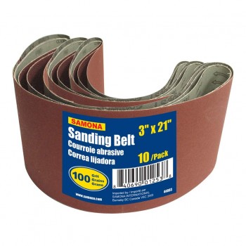 Bande abrasive 3" X 21" 100 Grains 10 pièces ROK