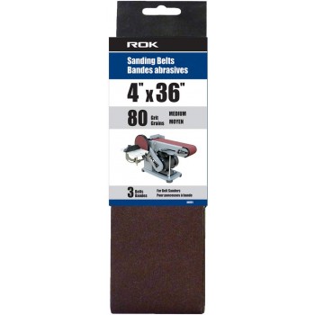 Bande abrasive 4" X 36" 80 Grains 3 pièces ROK