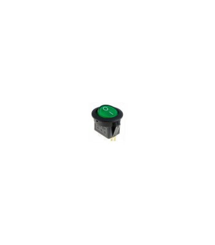 Round On-Off Toggle Switch with light, 10A, 12VDC, Green