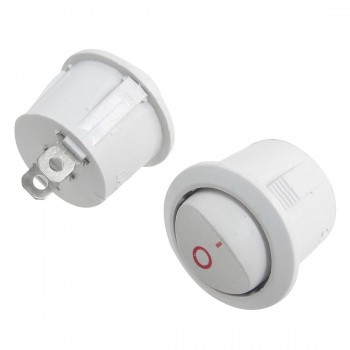 Round Shape Rocker Switch White 6A/250V AC 2 Pin SPST On-Off 