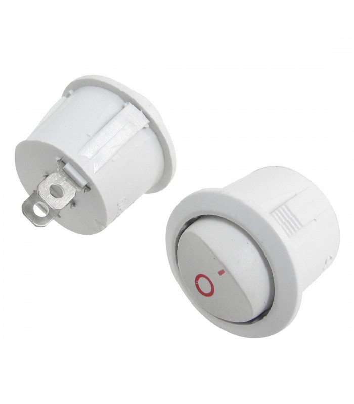 Round Shape Rocker Switch White 6A/250V AC 2 Pin SPST On-Off