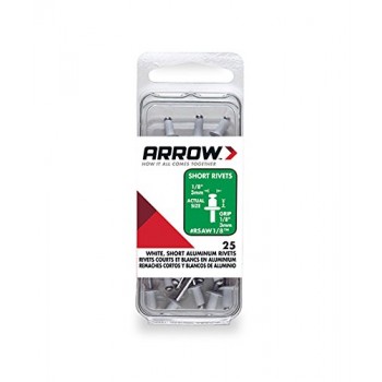 Arrow Fastener RSAW 1/8-Inch White Short Aluminum Rivets - Pack of 25