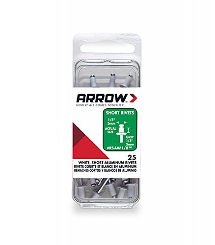 Rivets courts et blancs en Aluminium 1/8 po. de Arrow Fastener - Paquet de 25