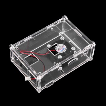 Transparent Clear Case Enclosure Box + Cooling Fan for Raspberry Pi 2 Model UL