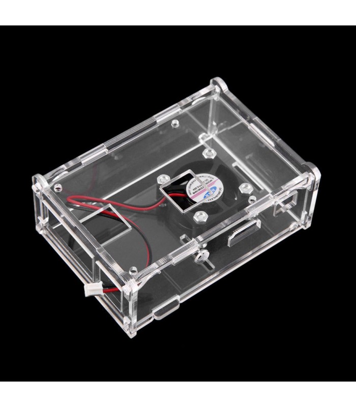 Transparent Clear Case Enclosure Box + Cooling Fan for Raspberry Pi 2 Model UL