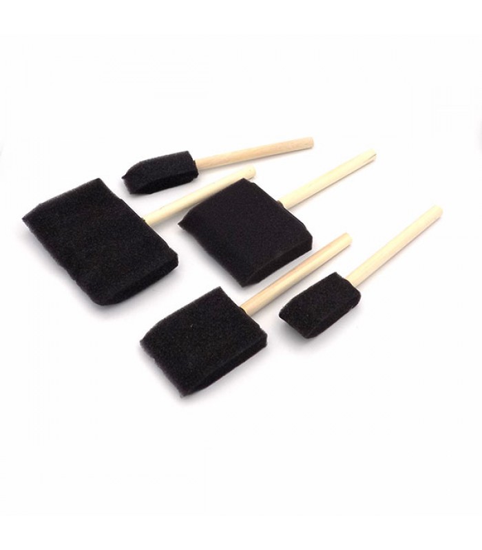 Foam Brush Set with wood handle - Pack of 6