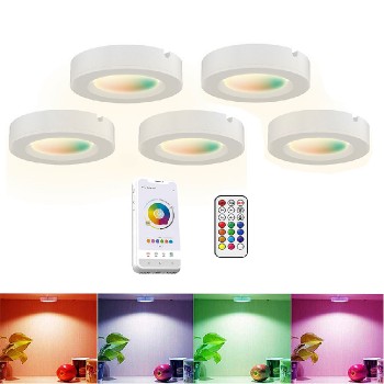 Set 5 Smart LED Lighting Puck 100/240V 11.5W RGB CCT