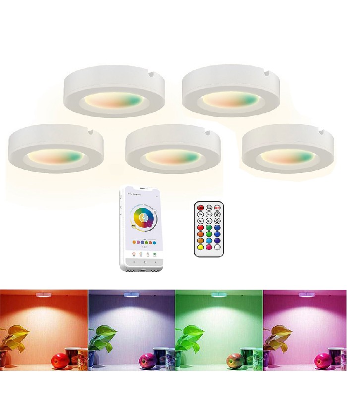 Set 5 Smart LED Lighting Puck 100/240V 11.5W RGB CCT