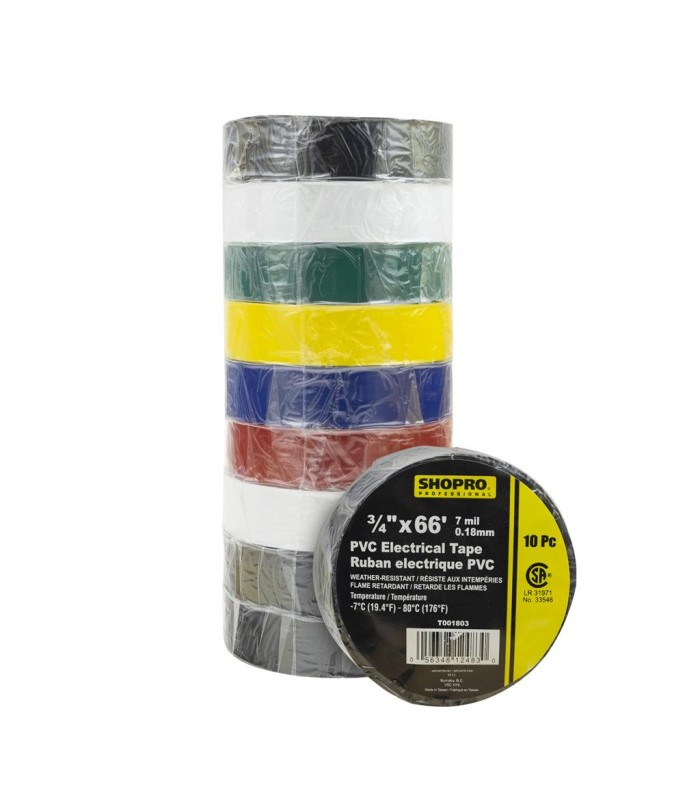SHOPRO 10-Piece PVC Electrical Tape Pack