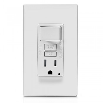 Interrupteur combiné de prises à DDFT profilées SmartlockPro Prise inviolable avec témoin à DEL 15 A, 125 V Interrupteur 1 800 W, 120 V c.a.