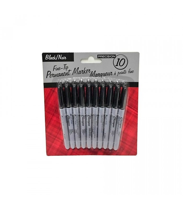 Precision Fine-Tip Permanent Markers Black - 10 pcs