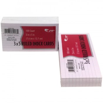 3 x 5 po. Fiches lignées - 100 pièces