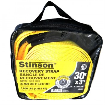 Sangle de récupération robuste avec / boucles 3 po x 30 pi évalué 27000 lb de Stinson