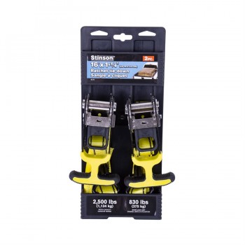 Stinson Ratchet tie down T-Handle 1-1/4" x 16' - Pack of 2