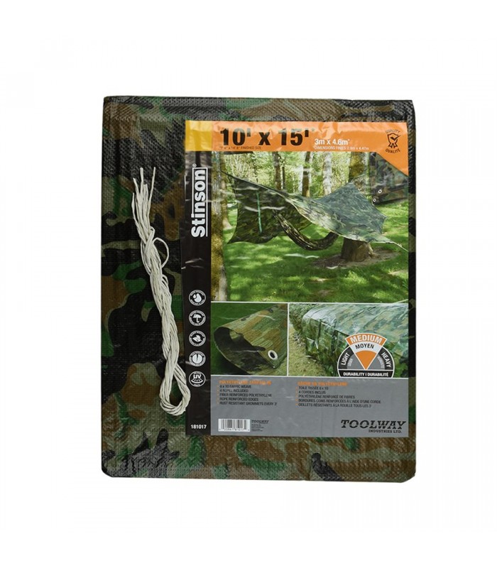 Stinson Tarpaulin 10 ft x 15 ft Camouflage