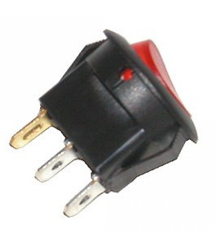 Round Rocker Switch with LED 125VAC 13A - Red