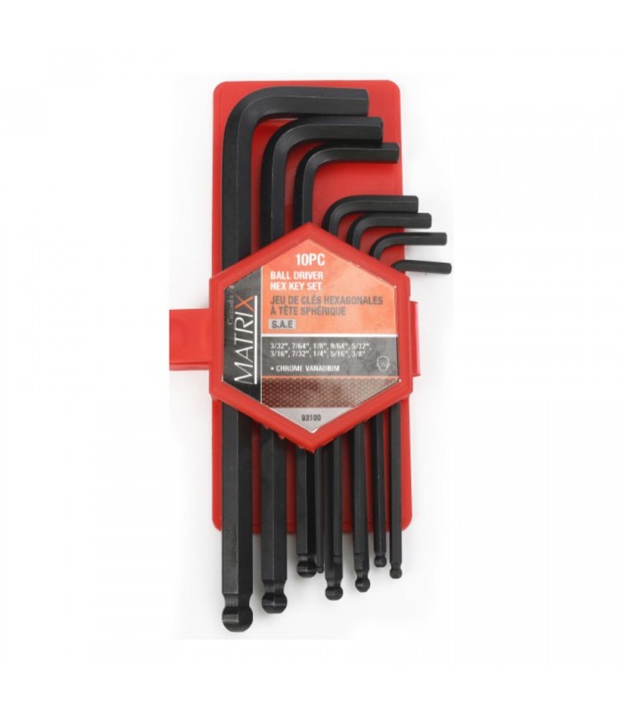 Tooltech Ball End Hex Key Set SAE Cr-V, 10 pc