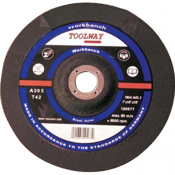 Toolway Cut-Off Wheel Depress Centre Abrasive 7in x 1/8in x 7/8in Metal