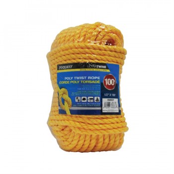 Toolway Polypropylene Twisted Rope 1/2 in. x 100 ft - Yellow